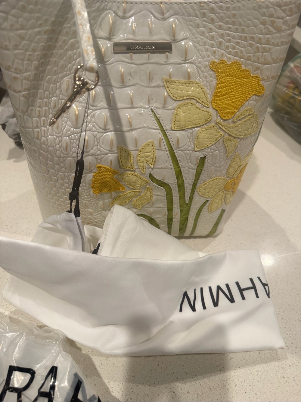 Brahmin Celina Bucket Bag in White Sunlit - Picture 15 of 16